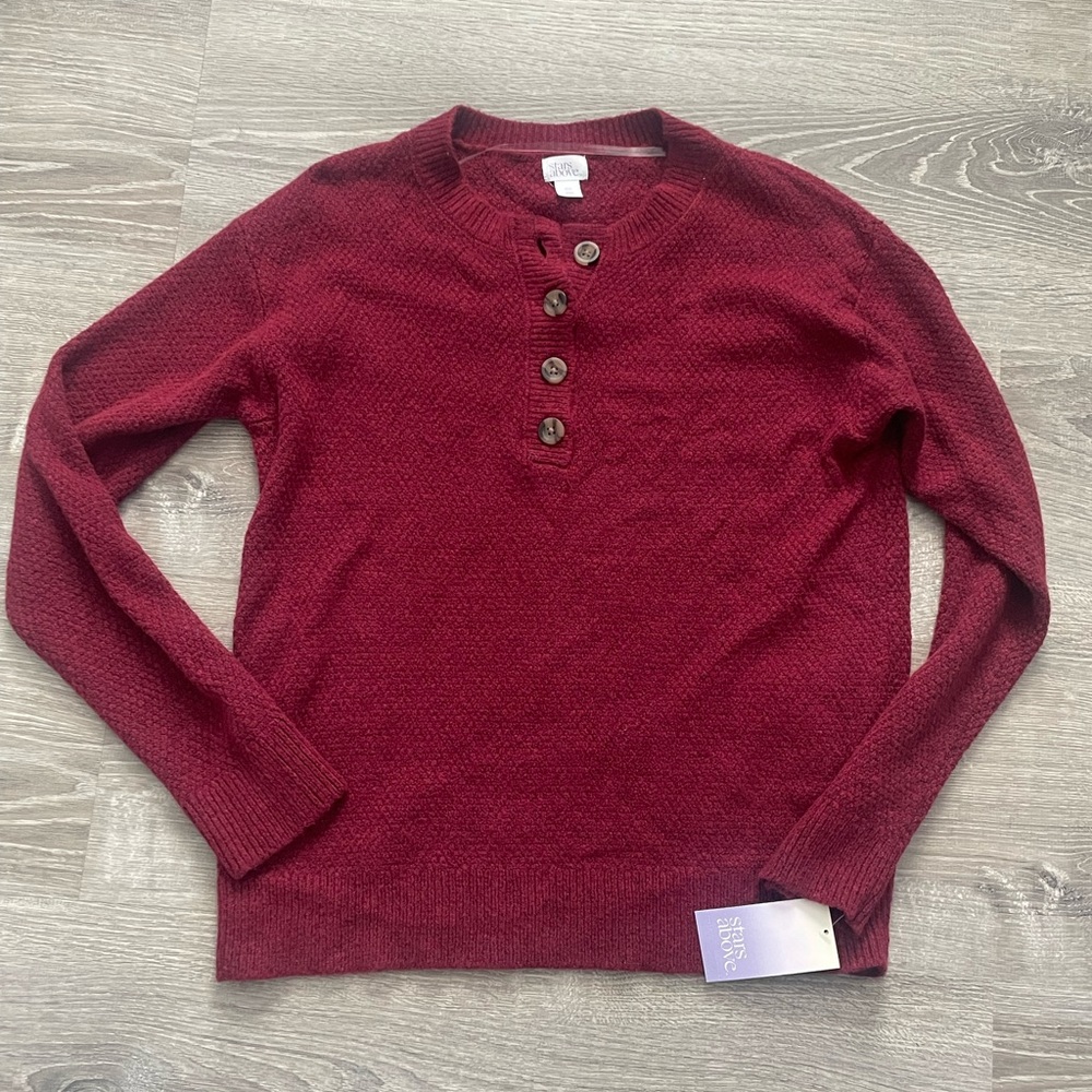 NWT Stars Above Women's Red Henley Top Sweater & Pants Set - XS